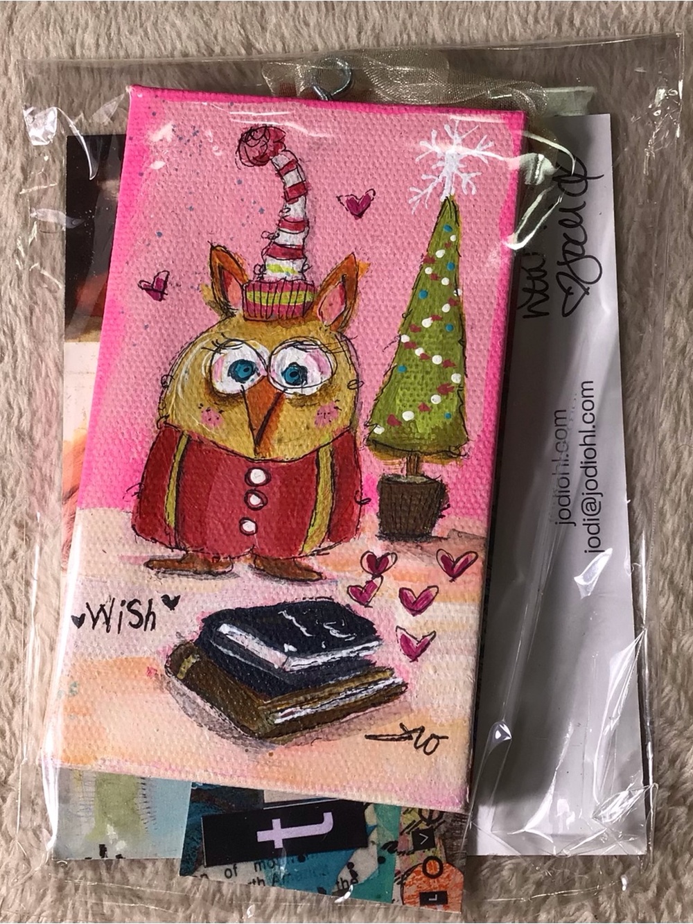 Whimsical Pink Owl Canvas Art by Jodi Ohl - Festive Home Accent